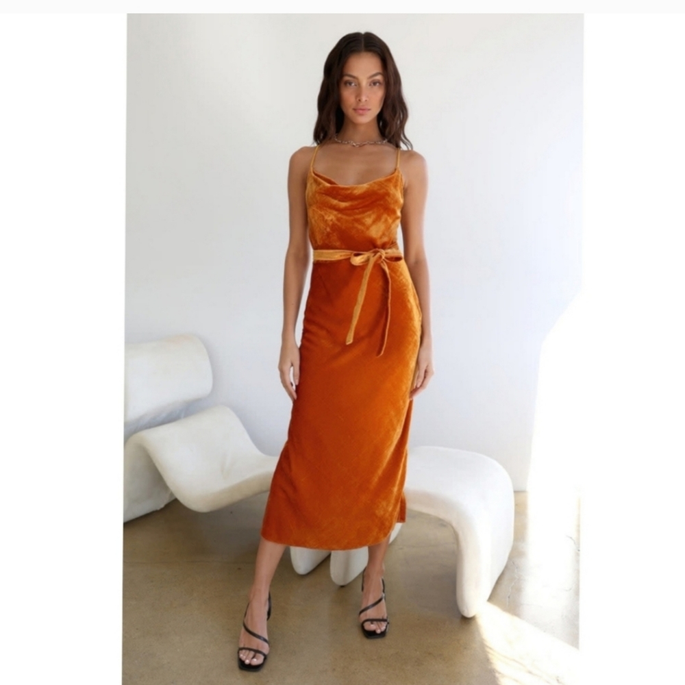 Adelyn Rae Zana Velvet Cowl Neck Slip Dress - Picture 11 of 11